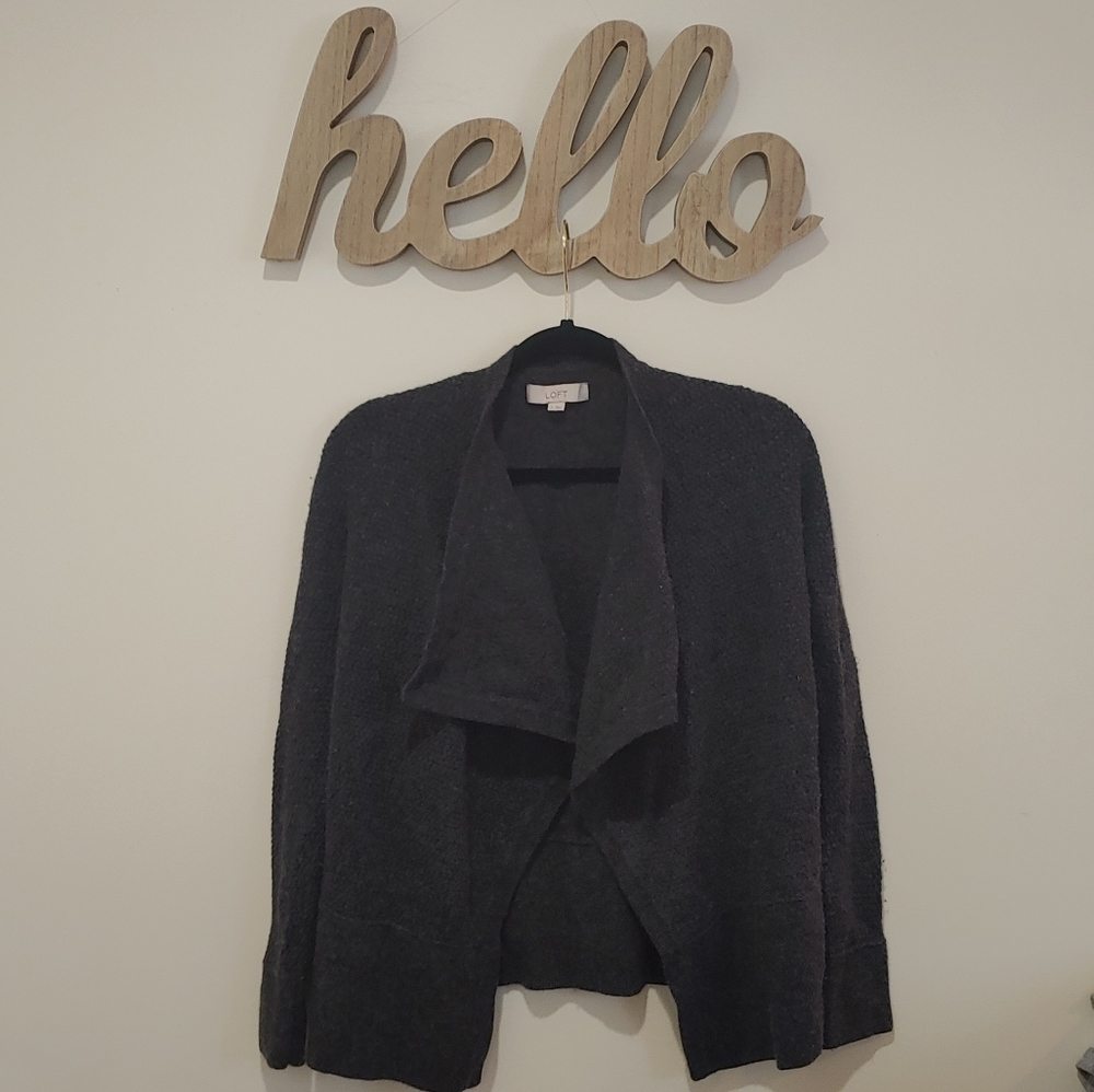 LOFT Ann Taylor Open Front Gray Cardigan (S)